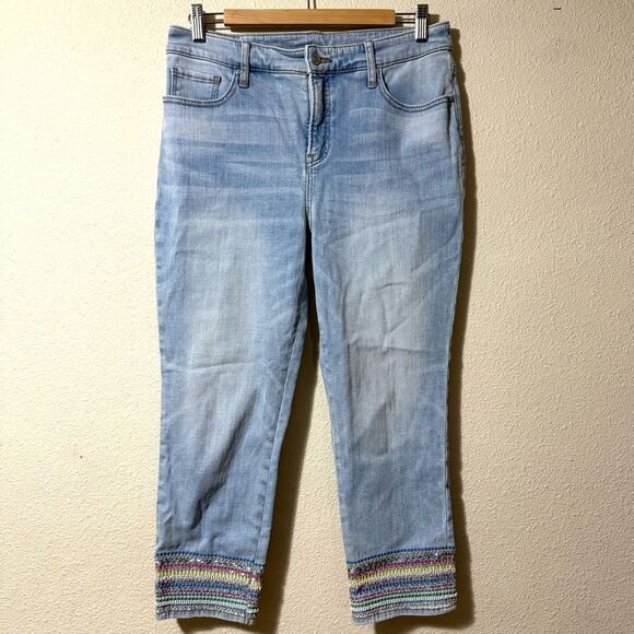 Chicos So Slimming Girlfriend Slim Leg Crop Jeans Beaded - Picture 1 of 7
